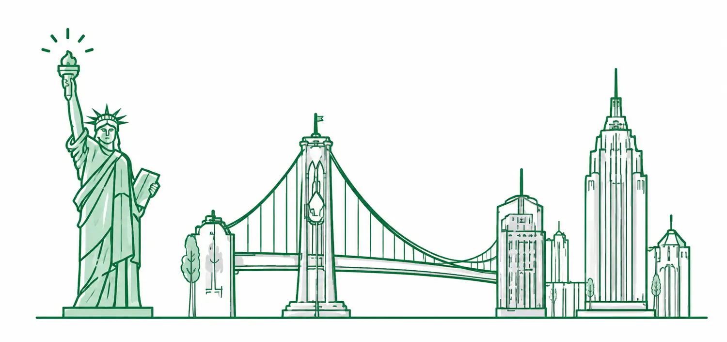 Statue of liberty along with london bridge